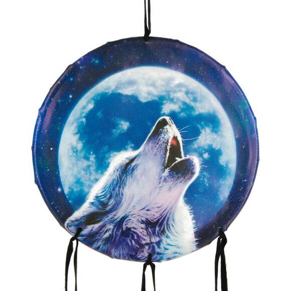 Howling At The Moon Wolf Illuminating 6" Dream Catcher Wall Hanging - Picture 3 of 7